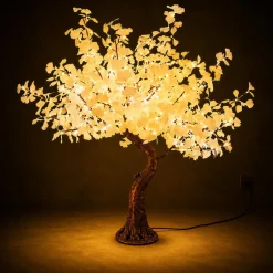 Lighted Grand Centerpiece or Floor Ginkgo LED Tree - AC Adapter - 672 LEDs - Warm White- 6.5FT Tall
