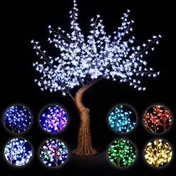 Lighted Grand Centerpiece or Floor Cherry Blossom LED Tree - AC Adapter - 700 LEDs - RGBW w/ Remote & Many Functions! - 6.5FT Tall