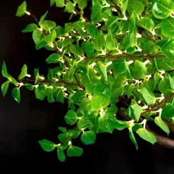 Lighted Green Fig Leaf LED Tree - AC Adapter - 1200 LEDs - Warm White - 9FT Tall