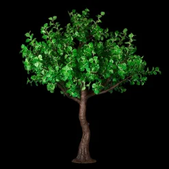 Lighted Green Fig Leaf LED Tree - AC Adapter - 1200 LEDs - Warm White - 9FT Tall
