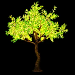 Lighted Green Fig Leaf LED Tree - AC Adapter - 1200 LEDs - Warm White - 9FT Tall