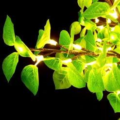 Lighted Green Fig Leaf LED Tree - AC Adapter - 1200 LEDs - Warm White - 9FT Tall
