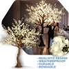 Lighted White Cherry Blossom Flower LED Tree - AC Adapter - 1200 LEDs - Warm White - 9FT Tall