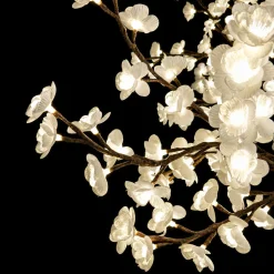 Lighted White Cherry Blossom Flower LED Tree - AC Adapter - 1200 LEDs - Warm White - 9FT Tall