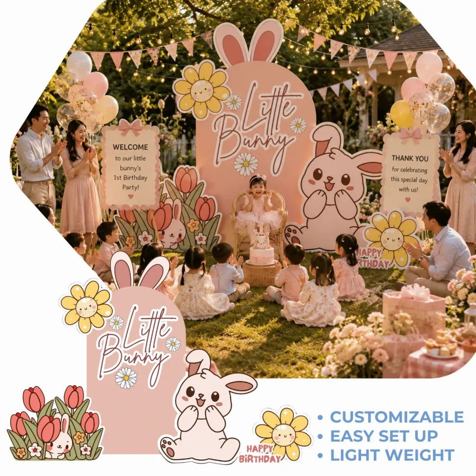 Little Bunny Foam Core Birthday Backdrop Kit by PopScene™