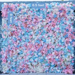 Luxe Blue & Pink Rose & Orchid Floral Wall - Roll Up Curtain Style - Easy Install! Select Size