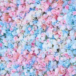 Luxe Blue & Pink Rose & Orchid Floral Wall - Roll Up Curtain Style - Easy Install! Select Size