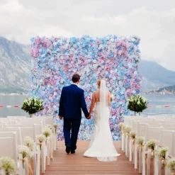Luxe Blue & Pink Rose & Orchid Floral Wall - Roll Up Curtain Style - Easy Install! Select Size