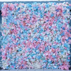 Luxe Blue & Pink Rose & Orchid Floral Wall - Roll Up Curtain Style - Easy Install! Select Size