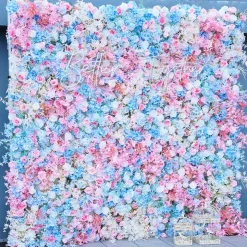 Luxe Blue & Pink Rose & Orchid Floral Wall - Roll Up Curtain Style - Easy Install! Select Size