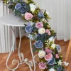 LUXE Blue & Pink Rose with Greenery Mixed Table Runner - 78 Inches