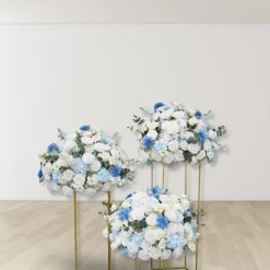 LUXE Blue White Rose & Baby's Breath Mixed Table Centerpiece - 28 Inches