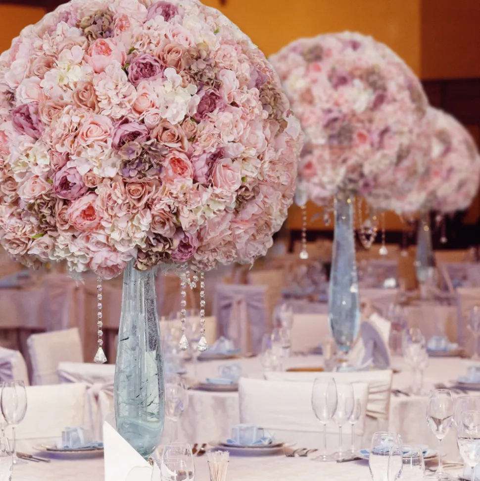 LUXE Blush & Pink Mixed Floral Ball Table Centerpiece - 31 Inches