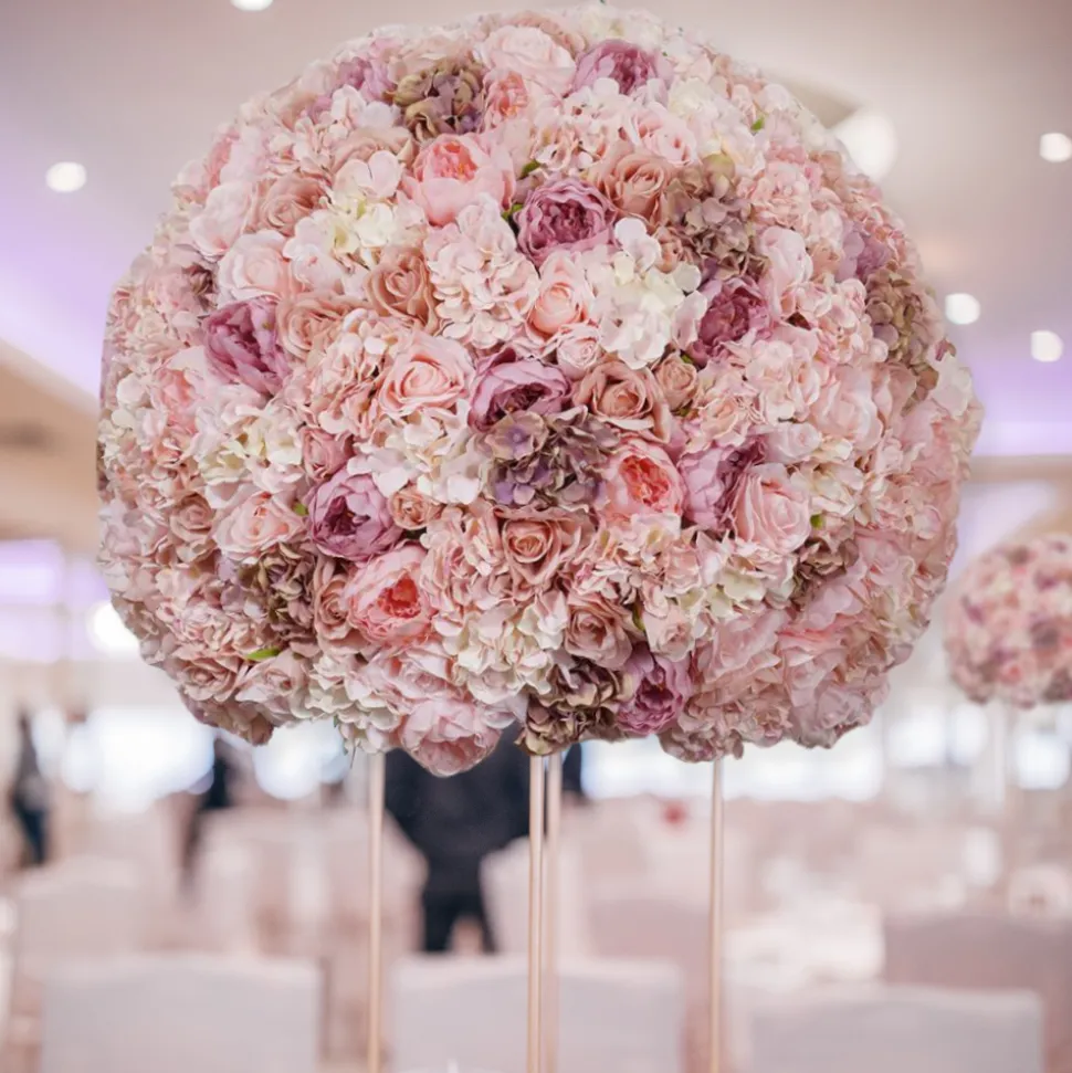 LUXE Blush & Pink Mixed Floral Ball Table Centerpiece - 31 Inches