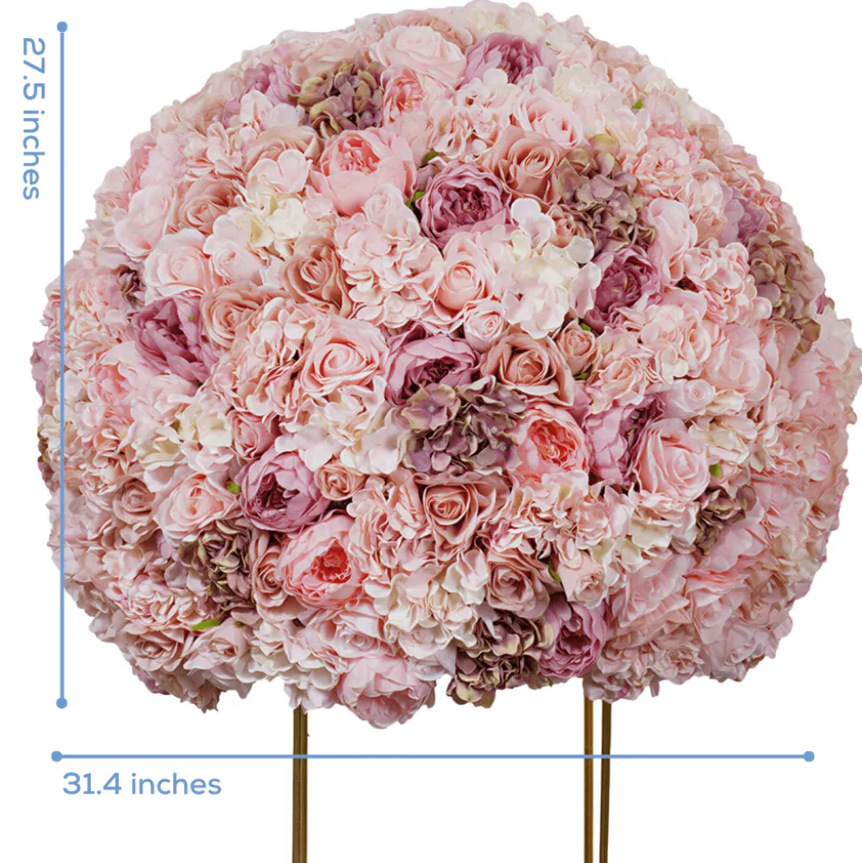 LUXE Blush & Pink Mixed Floral Ball Table Centerpiece - 31 Inches