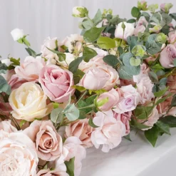 LUXE Colorful Rose & Peony Mixed with Green Leaf Table Runner - 83 Inches
