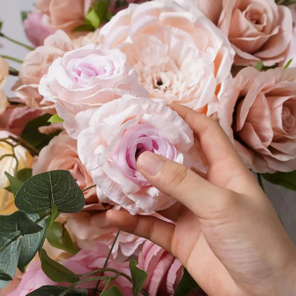LUXE Colorful Rose & Peony Mixed with Green Leaf Table Runner - 83 Inches