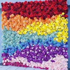 Luxe 5D Colorful Rose, Peony & Sunflower Floral Wall - Roll Up Curtain Style - Easy Install! Select Size