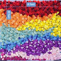Luxe 5D Colorful Rose, Peony & Sunflower Floral Wall - Roll Up Curtain Style - Easy Install! Select Size