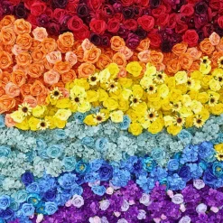 Luxe 5D Colorful Rose, Peony & Sunflower Floral Wall - Roll Up Curtain Style - Easy Install! Select Size