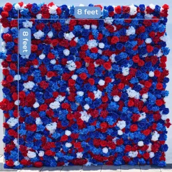 Luxe 5D Deep Blue & Red Hydrangea Floral Wall - Roll Up Curtain Style - Easy Install! Select Size