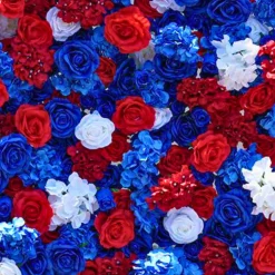 Luxe 5D Deep Blue & Red Hydrangea Floral Wall - Roll Up Curtain Style - Easy Install! Select Size