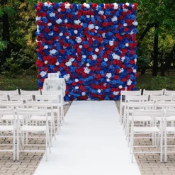 Luxe 5D Deep Blue & Red Hydrangea Floral Wall - Roll Up Curtain Style - Easy Install! Select Size