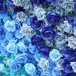 Luxe 5D Gradient Blue Rose & Hydrangea Floral Wall - Roll Up Curtain Style - Easy Install! Select Size