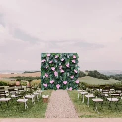 Luxe 3D Green Lawn Milan Turf With Pink Turtle Leaf Plant Wall - Roll Up Curtain Style - Easy Install! Select Size