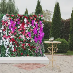 Luxe 5D Milan, Turf, Orchid, Magnolia & Green Plants Mixed Floral Wall - Roll Up Curtain Style - Easy Install! Select Size