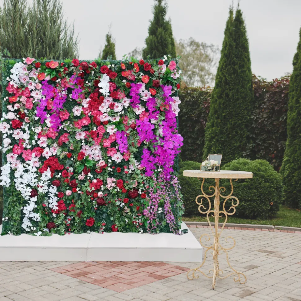 Luxe 5D Milan, Turf, Orchid, Magnolia & Green Plants Mixed Floral Wall - Roll Up Curtain Style - Easy Install! Select Size