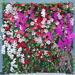 Luxe 5D Milan, Turf, Orchid, Magnolia & Green Plants Mixed Floral Wall - Roll Up Curtain Style - Easy Install! Select Size