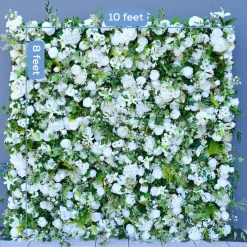 Luxe 5D Mori White Rose & Greenery Leaf Floral Wall - Roll Up Curtain Style - Easy Install! Select Size