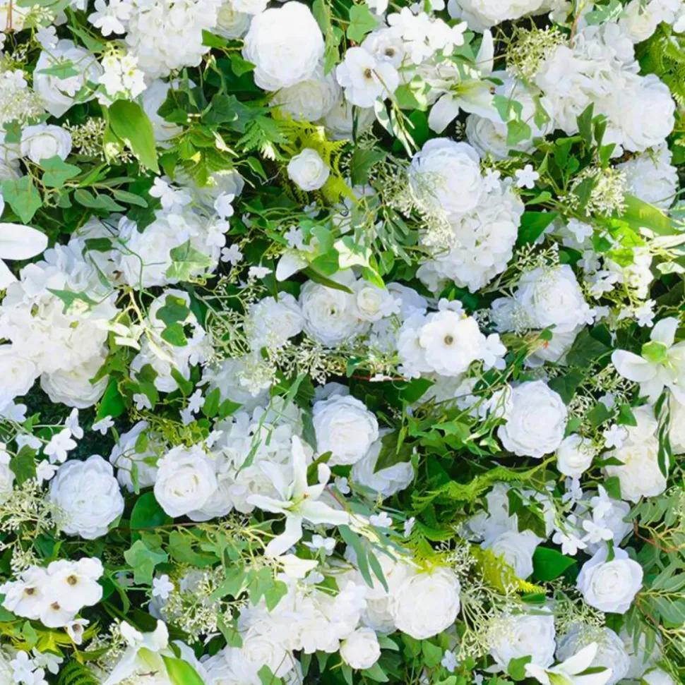 Luxe 5D Mori White Rose & Greenery Leaf Floral Wall - Roll Up Curtain Style - Easy Install! Select Size