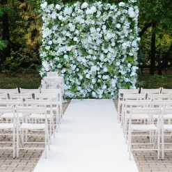 Luxe 5D Mori White Rose & Greenery Leaf Floral Wall - Roll Up Curtain Style - Easy Install! Select Size