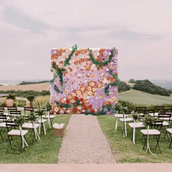 Luxe 5D Orange & Purple Rose & Dandelion & Green Leaf Mixed Floral Wall - Roll Up Curtain Style - Easy Install! Select Size