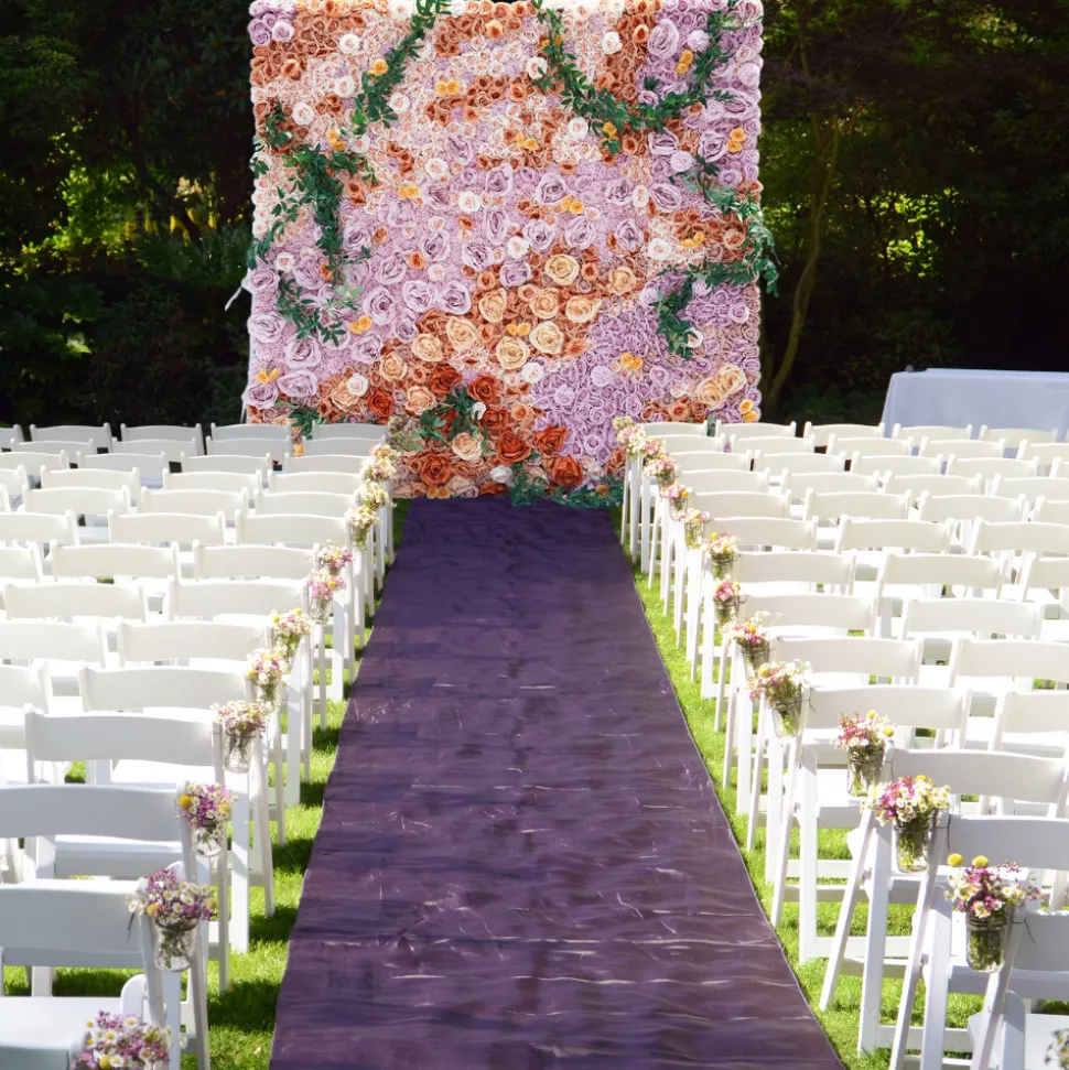 Luxe 5D Orange & Purple Rose & Dandelion & Green Leaf Mixed Floral Wall - Roll Up Curtain Style - Easy Install! Select Size