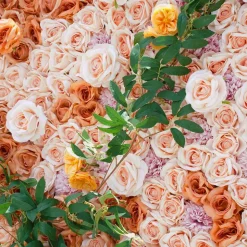 Luxe 5D Orange & Purple Rose & Dandelion & Green Leaf Mixed Floral Wall - Roll Up Curtain Style - Easy Install! Select Size