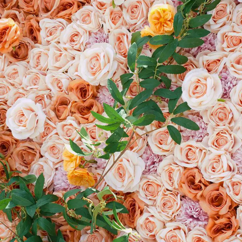 Luxe 5D Orange & Purple Rose & Dandelion & Green Leaf Mixed Floral Wall - Roll Up Curtain Style - Easy Install! Select Size