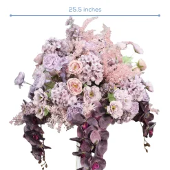 LUXE 5D Rose, Hydrangea & Orchid Artificial Flower Table Centerpiece - Purple