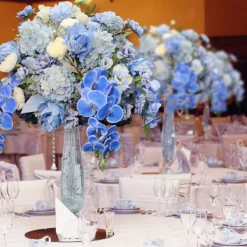 LUXE 5D Rose, Hydrangea & Orchid Artificial Flower Table Centerpiece - Blue