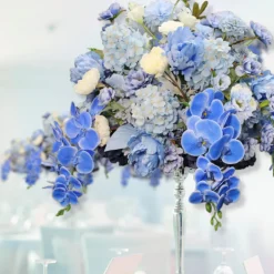 LUXE 5D Rose, Hydrangea & Orchid Artificial Flower Table Centerpiece - Blue