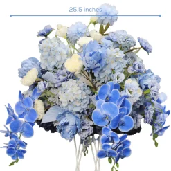 LUXE 5D Rose, Hydrangea & Orchid Artificial Flower Table Centerpiece - Blue