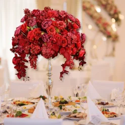 LUXE 5D Rose, Hydrangea & Orchid Artificial Flower Table Centerpiece - Red
