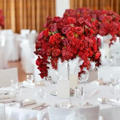 LUXE 5D Rose, Hydrangea & Orchid Artificial Flower Table Centerpiece - Red