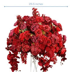 LUXE 5D Rose, Hydrangea & Orchid Artificial Flower Table Centerpiece - Red