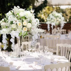 LUXE 5D Rose, Hydrangea & Orchid Artificial Flower Table Centerpiece - White