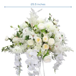 LUXE 5D Rose, Hydrangea & Orchid Artificial Flower Table Centerpiece - White