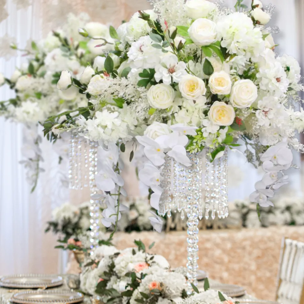 LUXE 5D Rose, Hydrangea & Orchid Artificial Flower Table Centerpiece - White
