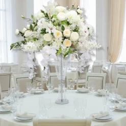 LUXE 5D Rose, Hydrangea & Orchid Artificial Flower Table Centerpiece - White
